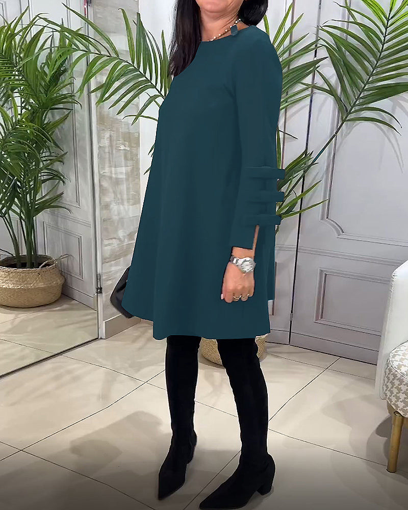 Hatie™ | Casual jurk met lange mouwen en knie lengte