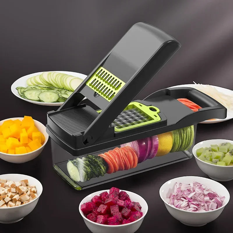 16-in-1 MultiSlice™ | Voedselhakker en Rasp Met Handvat voor Keukenbereiding