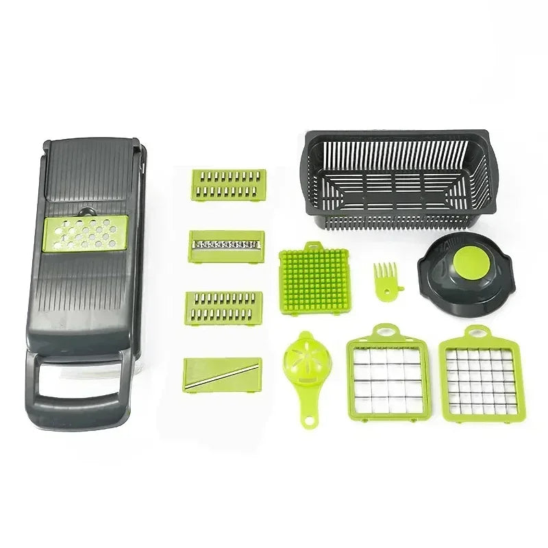 16-in-1 MultiSlice™ | Voedselhakker en Rasp Met Handvat voor Keukenbereiding
