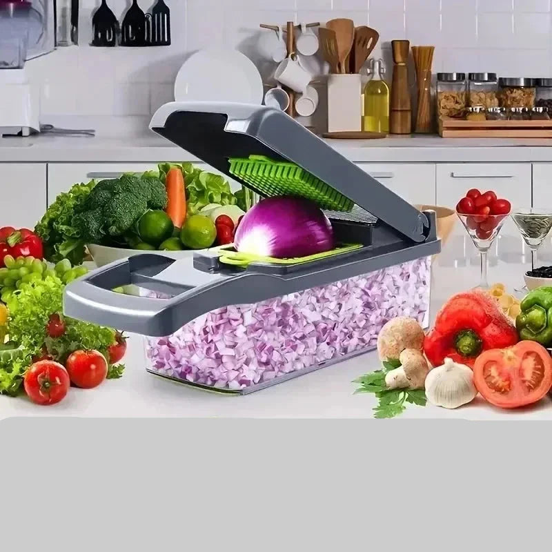 16-in-1 MultiSlice™ | Voedselhakker en Rasp Met Handvat voor Keukenbereiding
