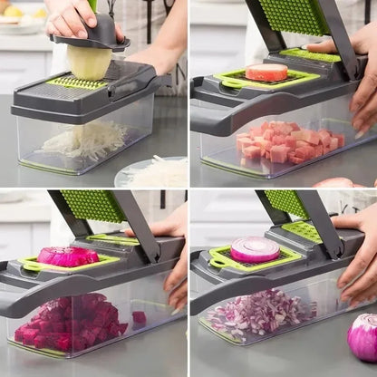16-in-1 MultiSlice™ | Voedselhakker en Rasp Met Handvat voor Keukenbereiding