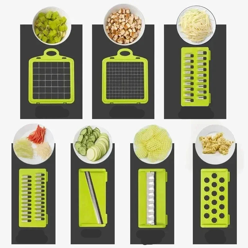 16-in-1 MultiSlice™ | Voedselhakker en Rasp Met Handvat voor Keukenbereiding