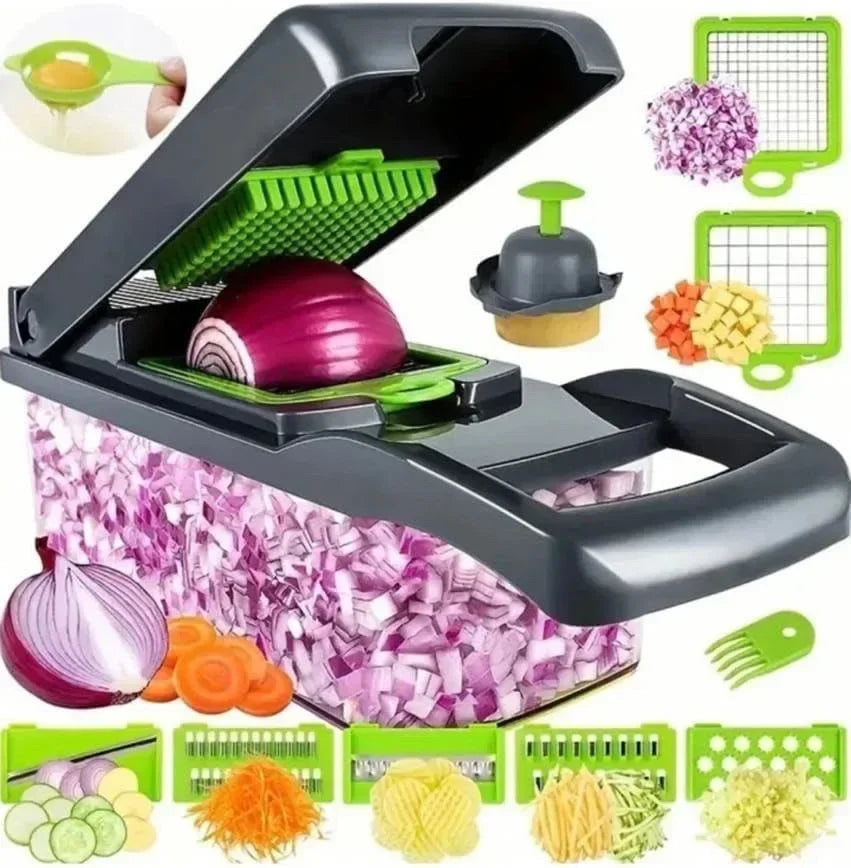 16-in-1 MultiSlice™ | Voedselhakker en Rasp Met Handvat voor Keukenbereiding