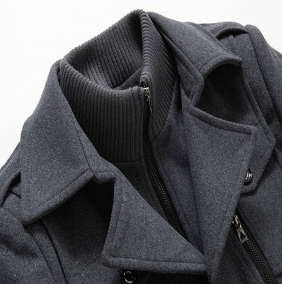 Classic Wool Overcoat™ | Heren Wollen Mantel met Dubbele Kraag