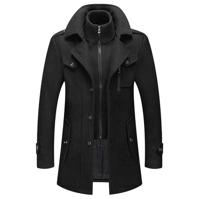 Classic Wool Overcoat™ | Heren Wollen Mantel met Dubbele Kraag
