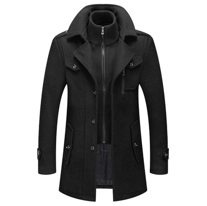 Classic Wool Overcoat™ | Heren Wollen Mantel met Dubbele Kraag